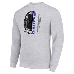 Baltimore Ravens Starter Half Helmet Team Graphic Tri-Blend Fleece Pullover Sweatshirt - Heather Gray Pullover