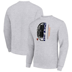 Chicago Bears Starter Half Helmet Team Graphic Tri-Blend Fleece Pullover Sweatshirt - Heather Gray Pullover