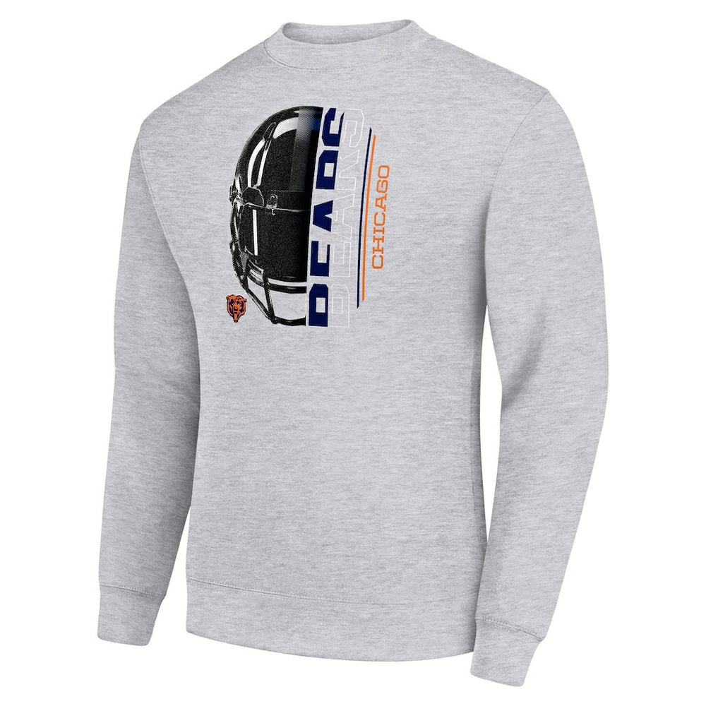 Chicago Bears Starter Half Helmet Team Graphic Tri-Blend Fleece Pullover Sweatshirt - Heather Gray Pullover