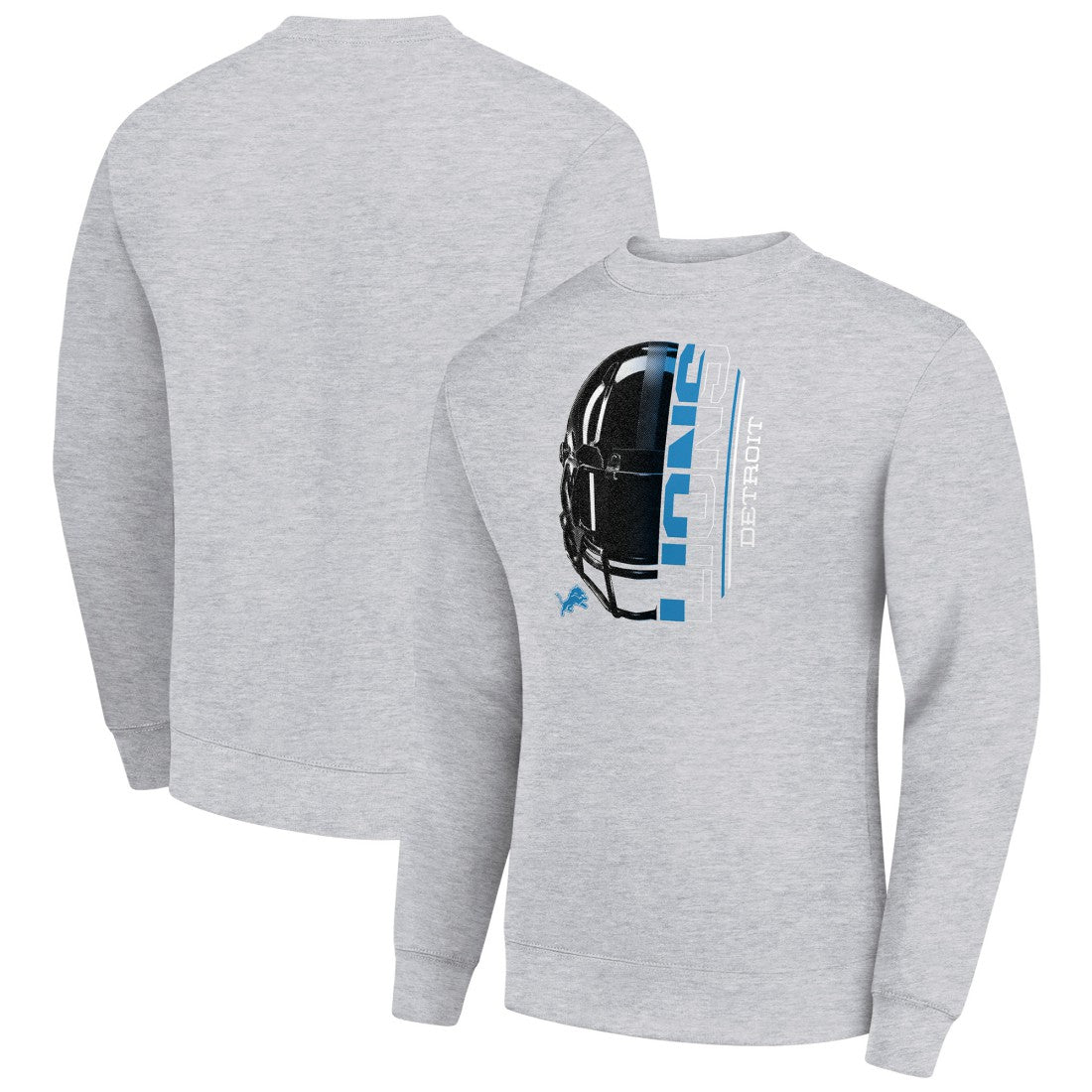 Detroit Lions Starter Half Helmet Team Graphic Tri-Blend Fleece Pullover Sweatshirt - Heather Gray Pullover