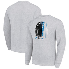 Detroit Lions Starter Half Helmet Team Graphic Tri-Blend Fleece Pullover Sweatshirt - Heather Gray Pullover