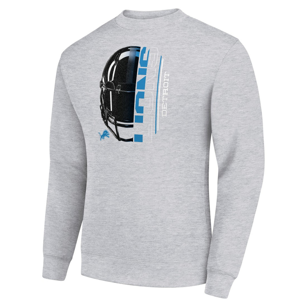 Detroit Lions Starter Half Helmet Team Graphic Tri-Blend Fleece Pullover Sweatshirt - Heather Gray Pullover