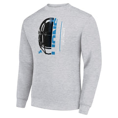 Detroit Lions Starter Half Helmet Team Graphic Tri-Blend Fleece Pullover Sweatshirt - Heather Gray Pullover