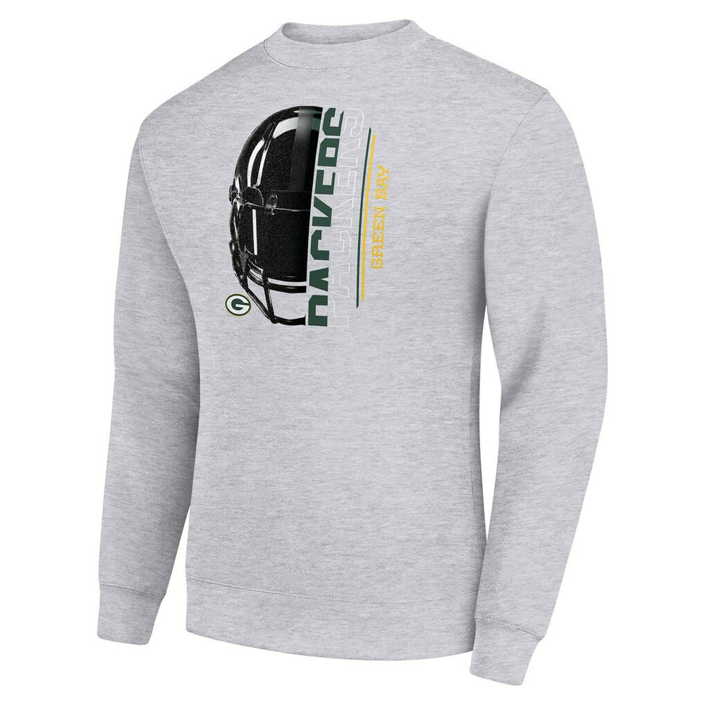 Green Bay Packers Starter Half Helmet Team Graphic Tri-Blend Fleece Pullover Sweatshirt - Heather Gray Pullover