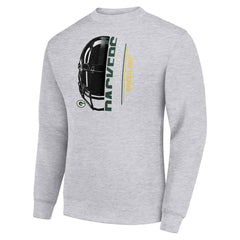 Green Bay Packers Starter Half Helmet Team Graphic Tri-Blend Fleece Pullover Sweatshirt - Heather Gray Pullover