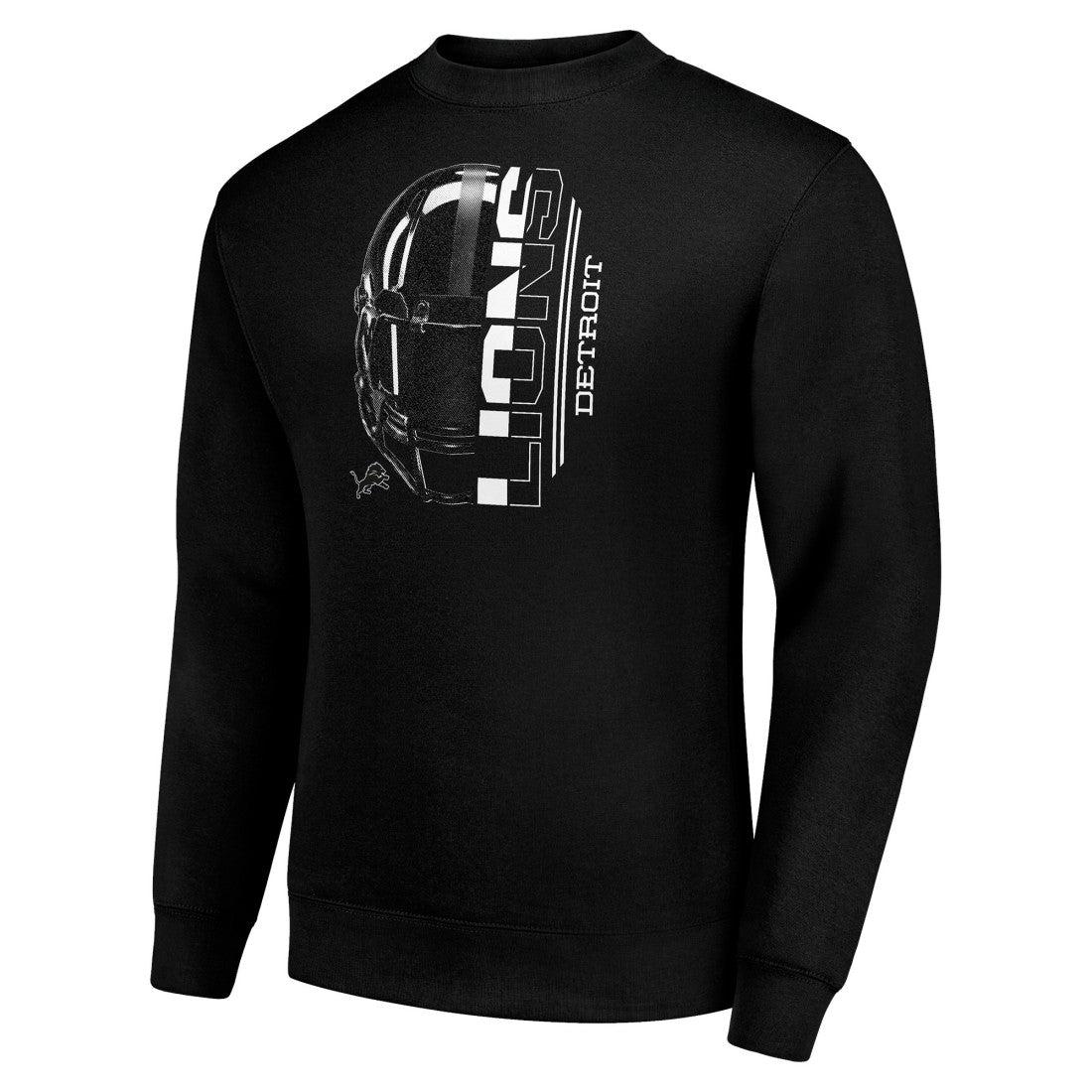 Detroit Lions Starter Half Helmet Team Graphic Tri-Blend Fleece Pullover Sweatshirt - Black Pullover