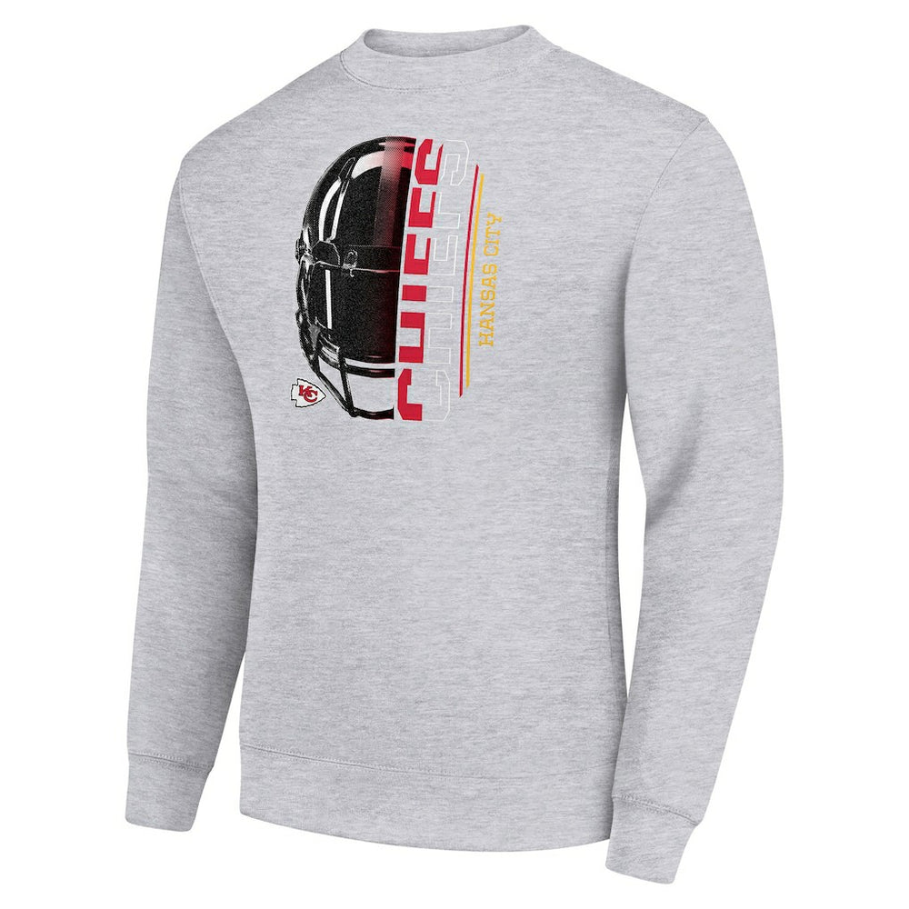 Kansas City Chiefs Starter Half Helmet Team Graphic Tri-Blend Fleece Pullover Sweatshirt - Heather Gray Pullover