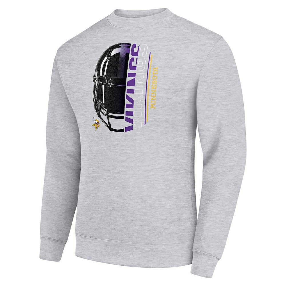 Minnesota Vikings Starter Half Helmet Team Graphic Tri-Blend Fleece Pullover Sweatshirt - Heather Gray Pullover