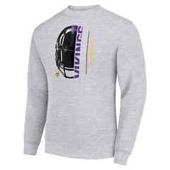Minnesota Vikings Starter Half Helmet Team Graphic Tri-Blend Fleece Pullover Sweatshirt - Heather Gray Pullover