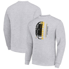 Pittsburgh Steelers Starter Half Helmet Team Graphic Tri-Blend Fleece Pullover Sweatshirt - Heather Gray Pullover