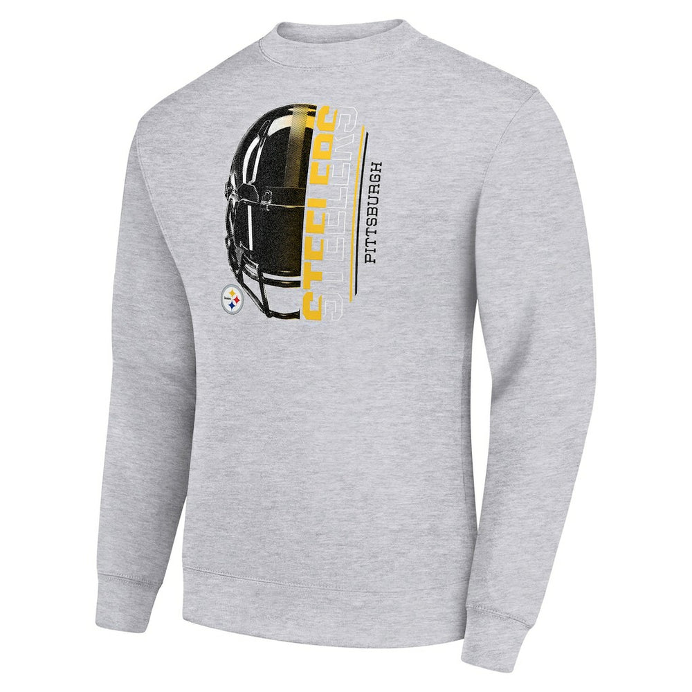 Pittsburgh Steelers Starter Half Helmet Team Graphic Tri-Blend Fleece Pullover Sweatshirt - Heather Gray Pullover