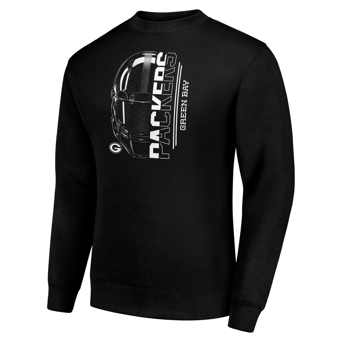 Green Bay Packers Starter Half Helmet Team Graphic Tri-Blend Fleece Pullover Sweatshirt - Black Pullover