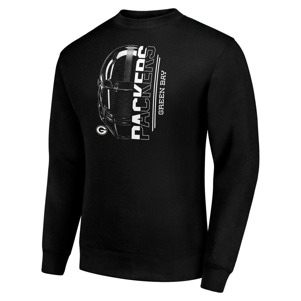 Green Bay Packers Starter Half Helmet Team Graphic Tri-Blend Fleece Pullover Sweatshirt - Black Pullover