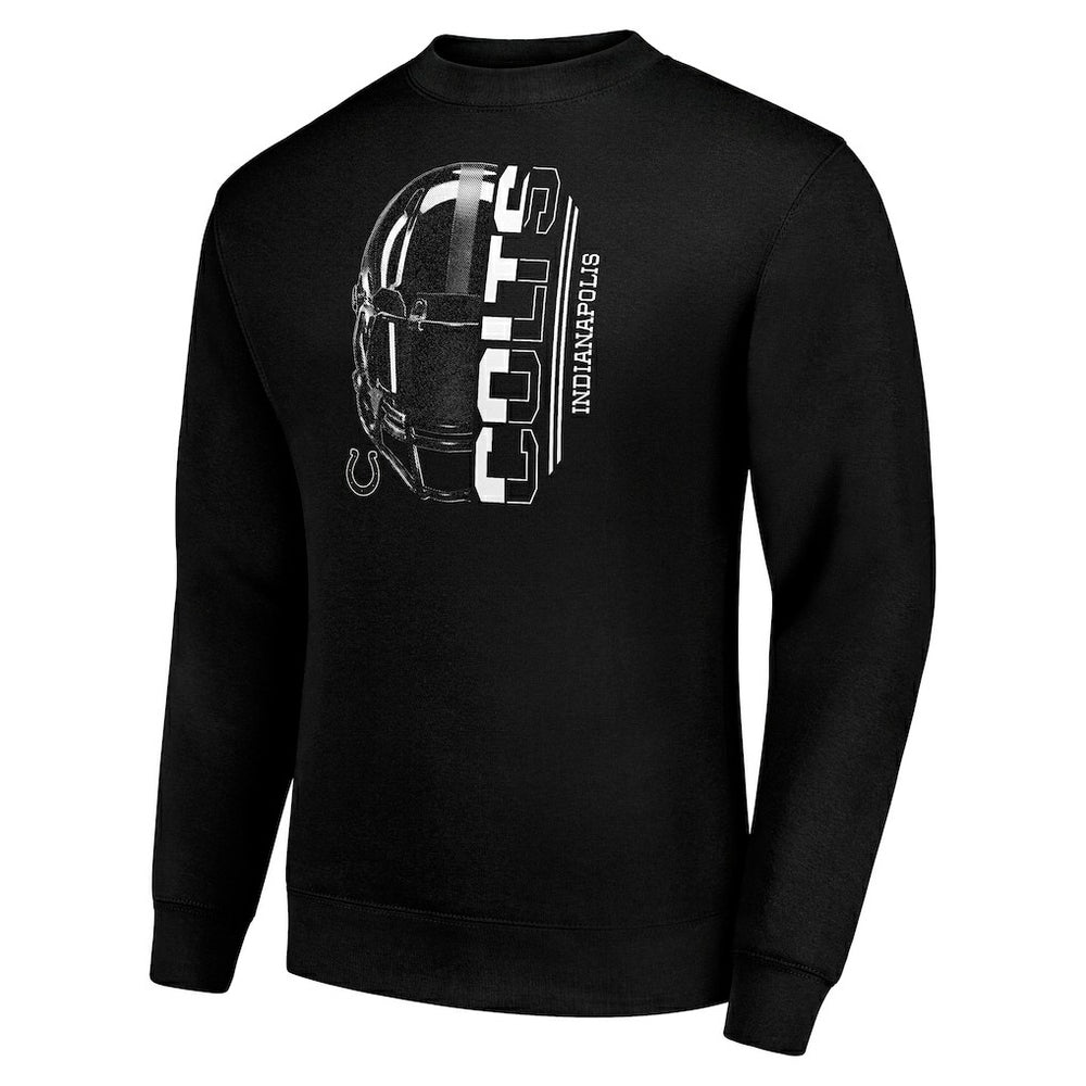 Indianapolis Colts Starter Half Helmet Team Graphic Tri-Blend Fleece Pullover Sweatshirt - Black Pullover