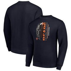 Chicago Bears Starter Half Helmet Team Graphic Tri-Blend Fleece Pullover Sweatshirt - Navy Pullover