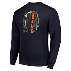 Chicago Bears Starter Half Helmet Team Graphic Tri-Blend Fleece Pullover Sweatshirt - Navy Pullover