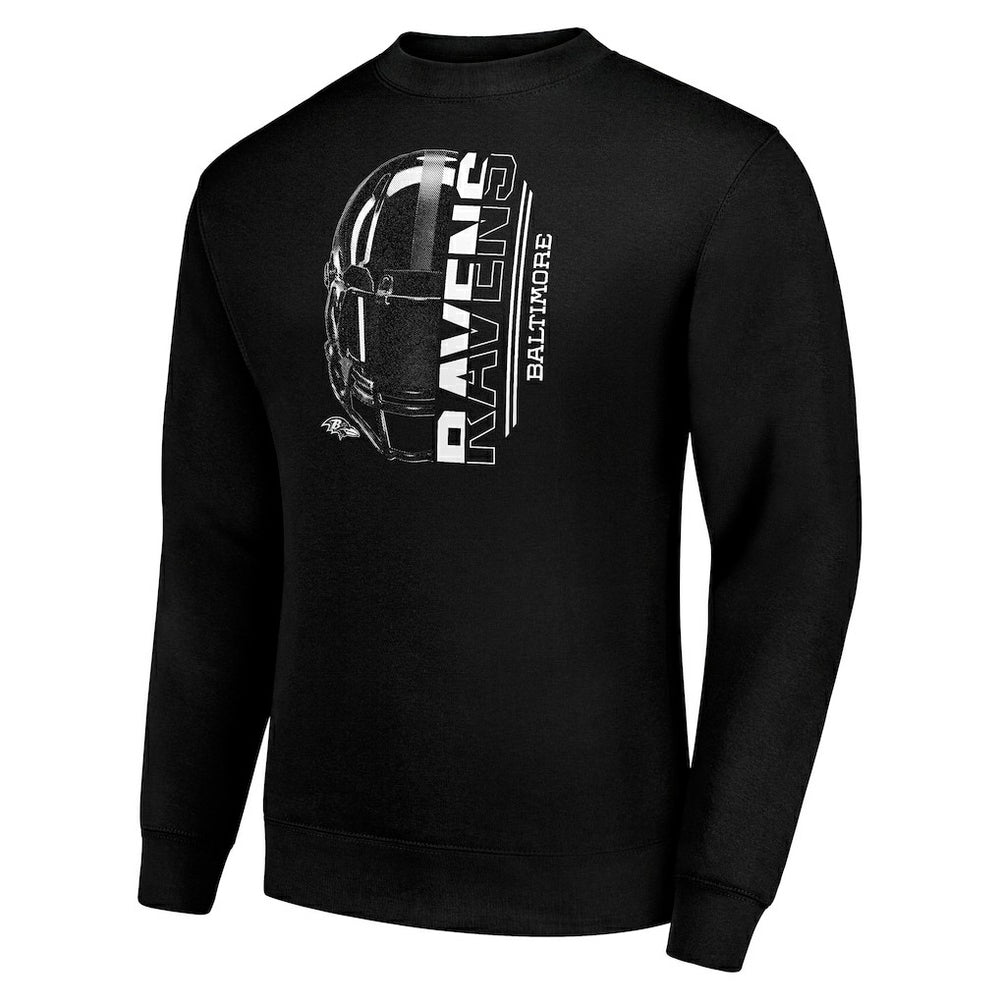 Baltimore Ravens Starter Half Helmet Team Graphic Tri-Blend Fleece Pullover Sweatshirt - Black Pullover