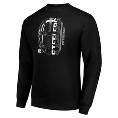 Pittsburgh Steelers Starter Half Helmet Team Graphic Tri-Blend Fleece Pullover Sweatshirt - Black Pullover