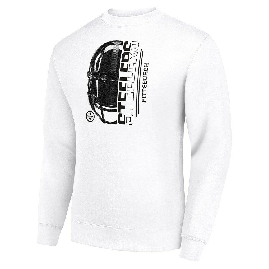 Pittsburgh Steelers Starter Half Helmet Team Graphic Tri-Blend Fleece Pullover Sweatshirt - White Pullover
