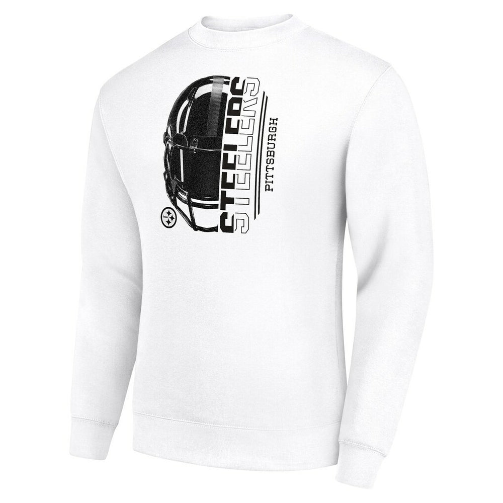 Pittsburgh Steelers Starter Half Helmet Team Graphic Tri-Blend Fleece Pullover Sweatshirt - White Pullover