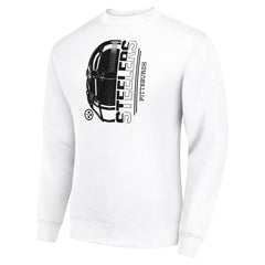 Pittsburgh Steelers Starter Half Helmet Team Graphic Tri-Blend Fleece Pullover Sweatshirt - White Pullover