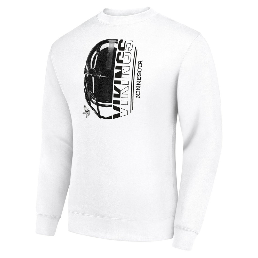 Minnesota Vikings Starter Half Helmet Team Graphic Tri-Blend Fleece Pullover Sweatshirt - White Pullover