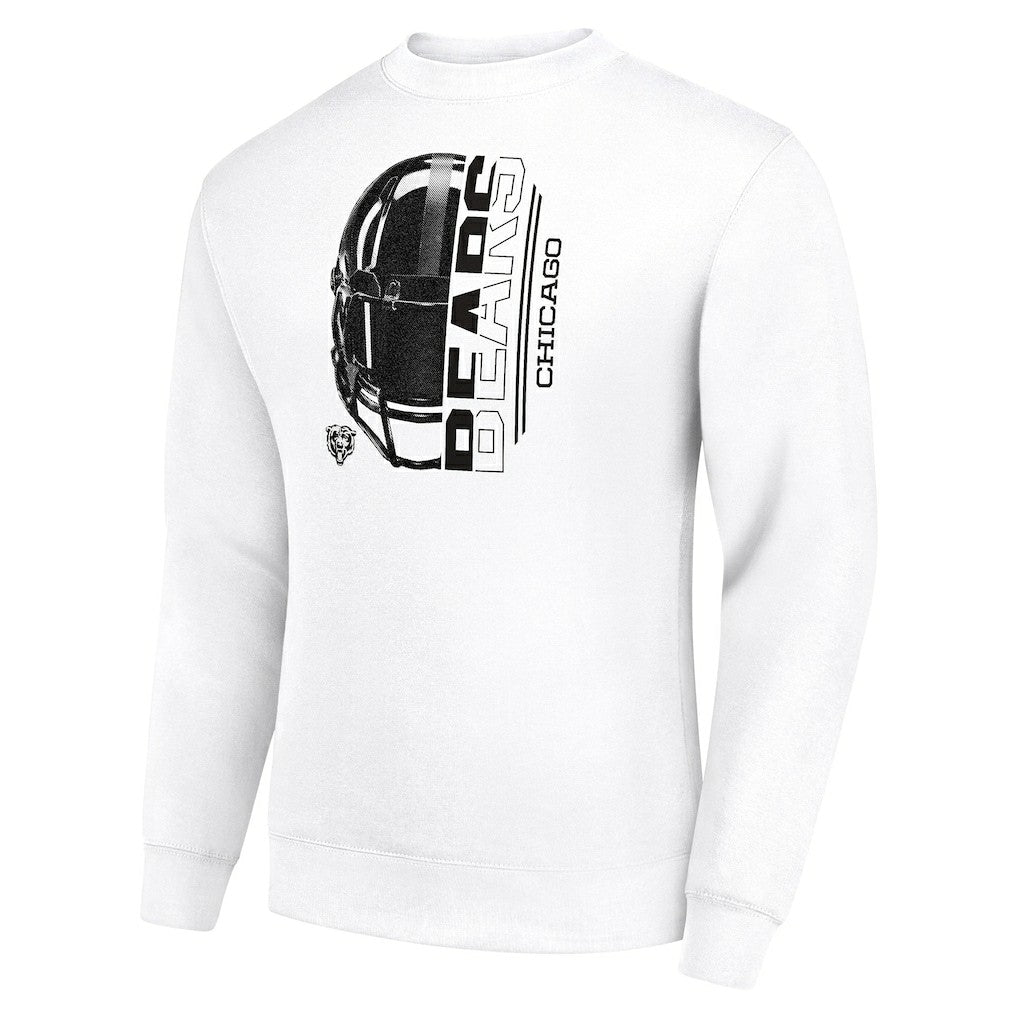 Chicago Bears Starter Half Helmet Team Graphic Tri-Blend Fleece Pullover Sweatshirt - White Pullover