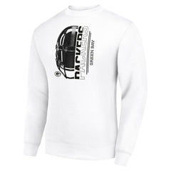 Green Bay Packers Starter Half Helmet Team Graphic Tri-Blend Fleece Pullover Sweatshirt - White Pullover