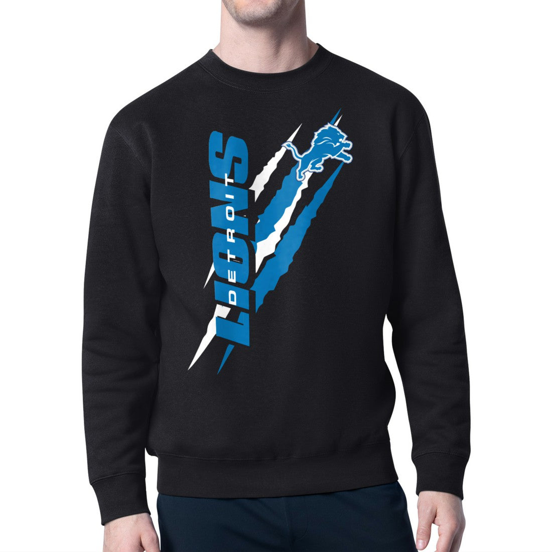 Detroit Lions Starter Color Scratch Team Graphic Fleece Pullover Sweatshirt - Black Pullover