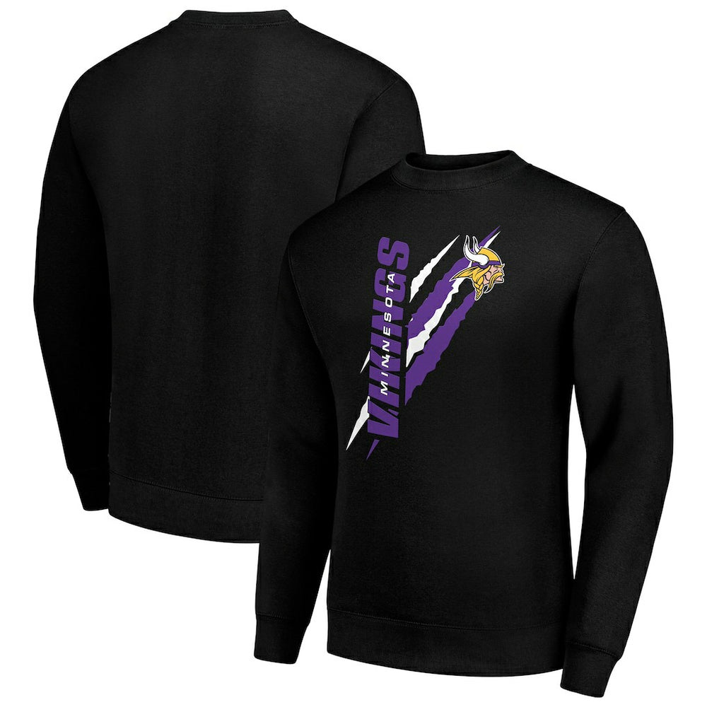 Minnesota Vikings Starter Color Scratch Team Graphic Fleece Pullover Sweatshirt - Black Pullover