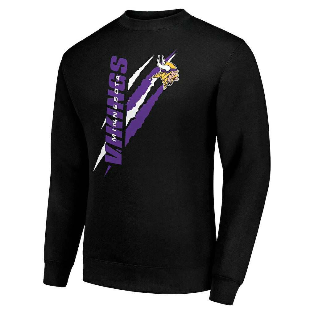 Minnesota Vikings Starter Color Scratch Team Graphic Fleece Pullover Sweatshirt - Black Pullover