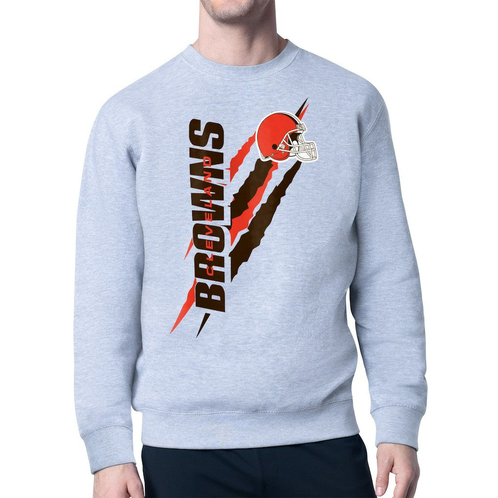 Cleveland Browns Starter Color Scratch Team Graphic Fleece Pullover Sweatshirt - Heather Gray Pullover