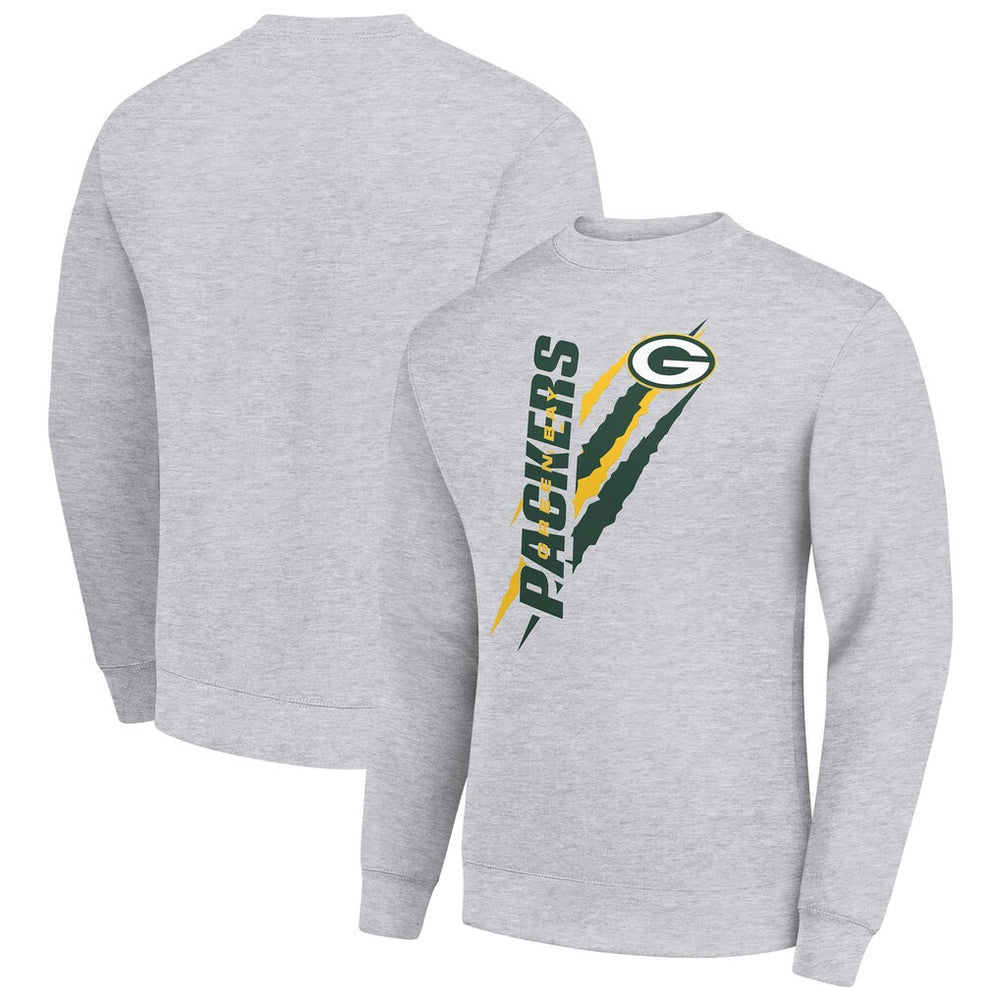 Green Bay Packers Starter Color Scratch Team Graphic Fleece Pullover Sweatshirt - Heather Gray Pullover