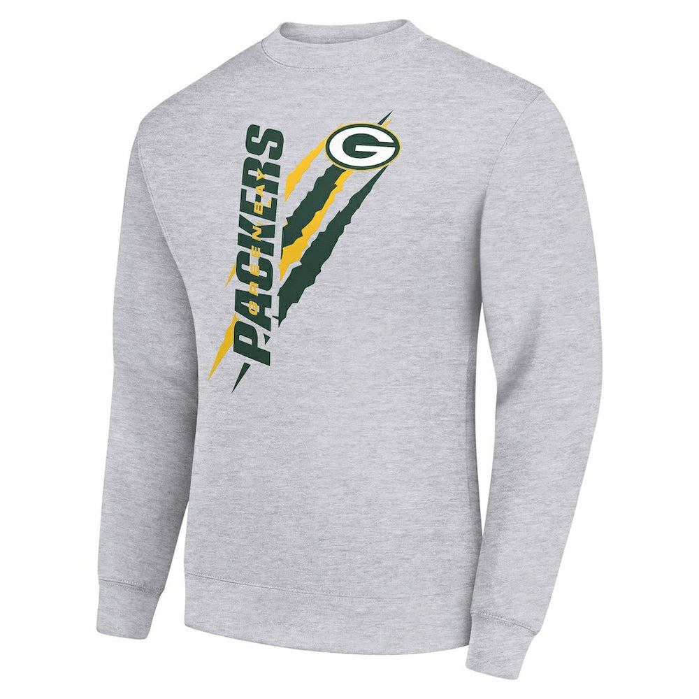 Green Bay Packers Starter Color Scratch Team Graphic Fleece Pullover Sweatshirt - Heather Gray Pullover