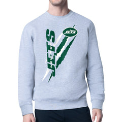 New York Jets Starter Color Scratch Team Graphic Fleece Pullover Sweatshirt - Heather Gray Pullover