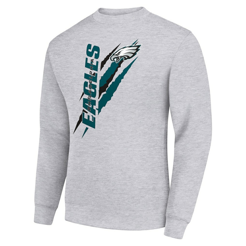Philadelphia Eagles Starter Color Scratch Team Graphic Fleece Pullover Sweatshirt - Heather Gray Pullover
