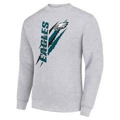 Philadelphia Eagles Starter Color Scratch Team Graphic Fleece Pullover Sweatshirt - Heather Gray Pullover