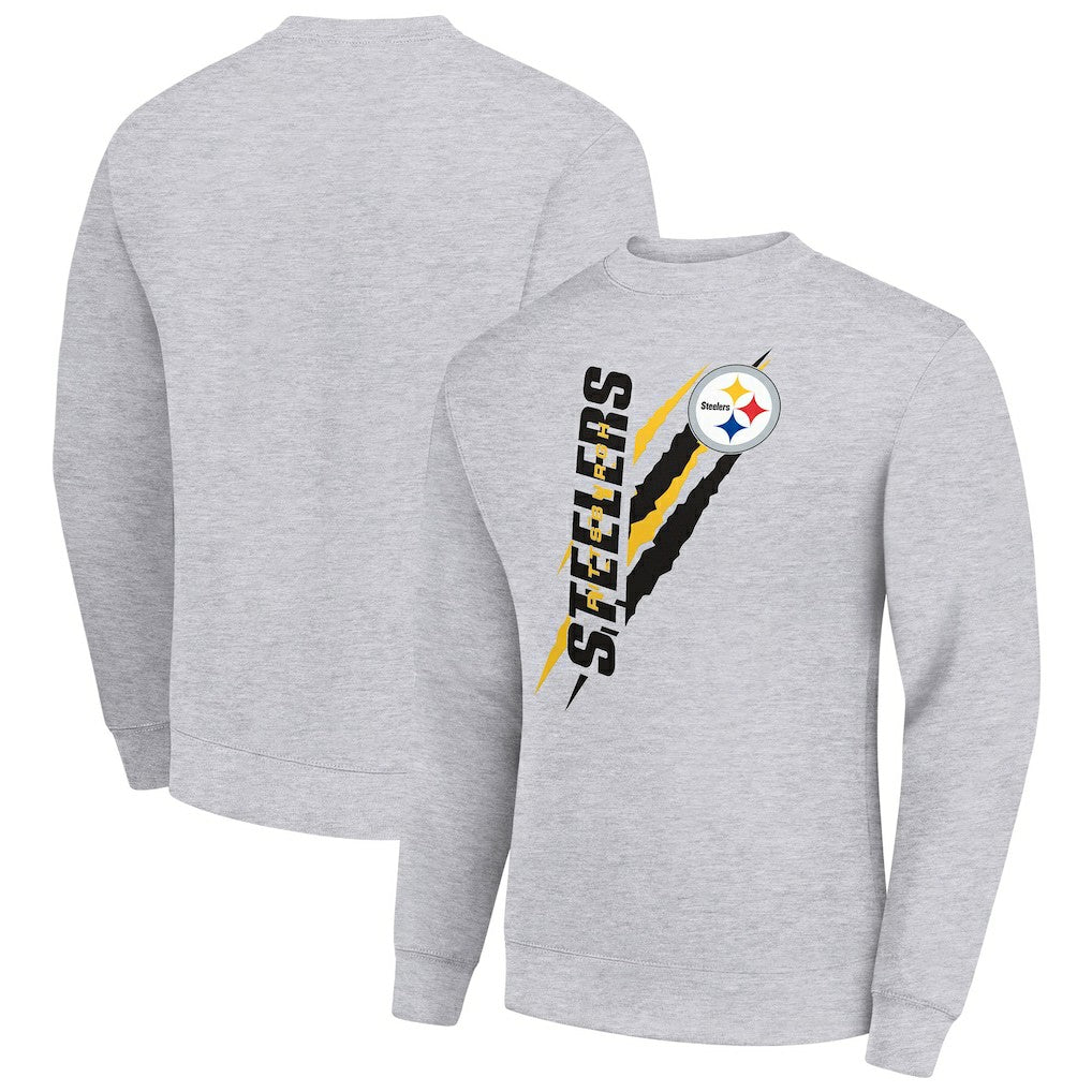 Pittsburgh Steelers Starter Color Scratch Team Graphic Fleece Pullover Sweatshirt - Heather Gray Pullover