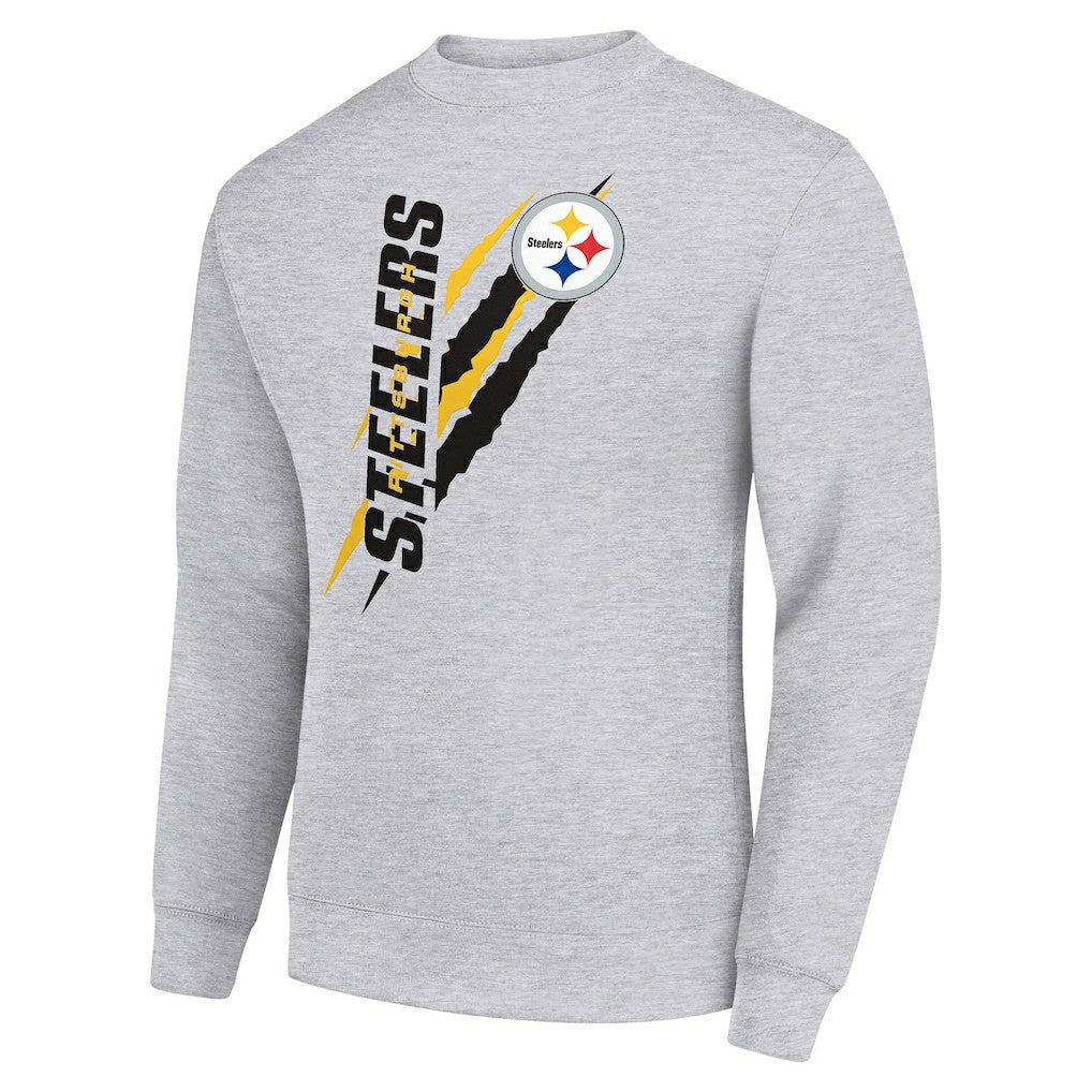 Pittsburgh Steelers Starter Color Scratch Team Graphic Fleece Pullover Sweatshirt - Heather Gray Pullover