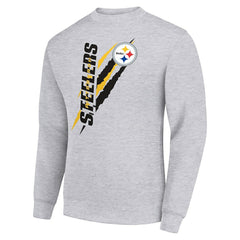 Pittsburgh Steelers Starter Color Scratch Team Graphic Fleece Pullover Sweatshirt - Heather Gray Pullover