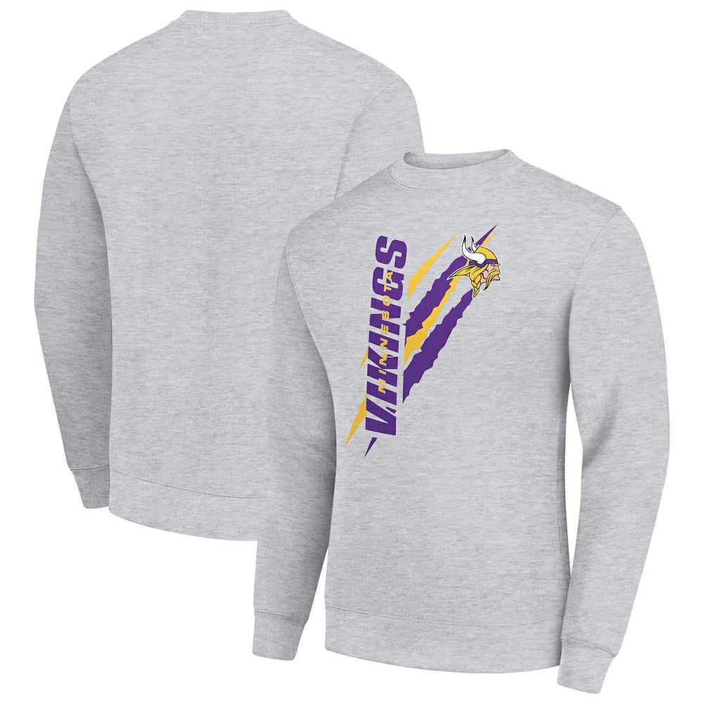 Minnesota Vikings Starter Color Scratch Team Graphic Fleece Pullover Sweatshirt - Heather Gray Pullover