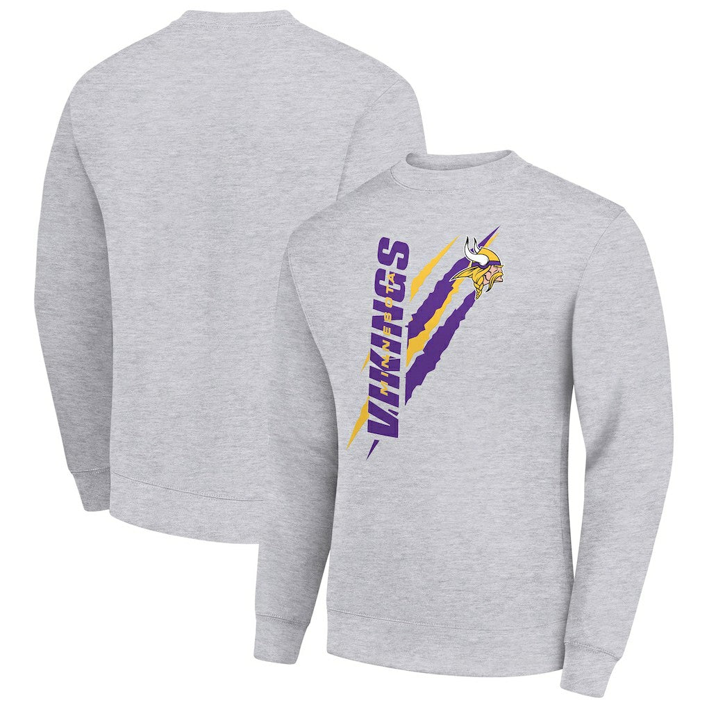 Minnesota Vikings Starter Color Scratch Team Graphic Fleece Pullover Sweatshirt - Heather Gray Pullover