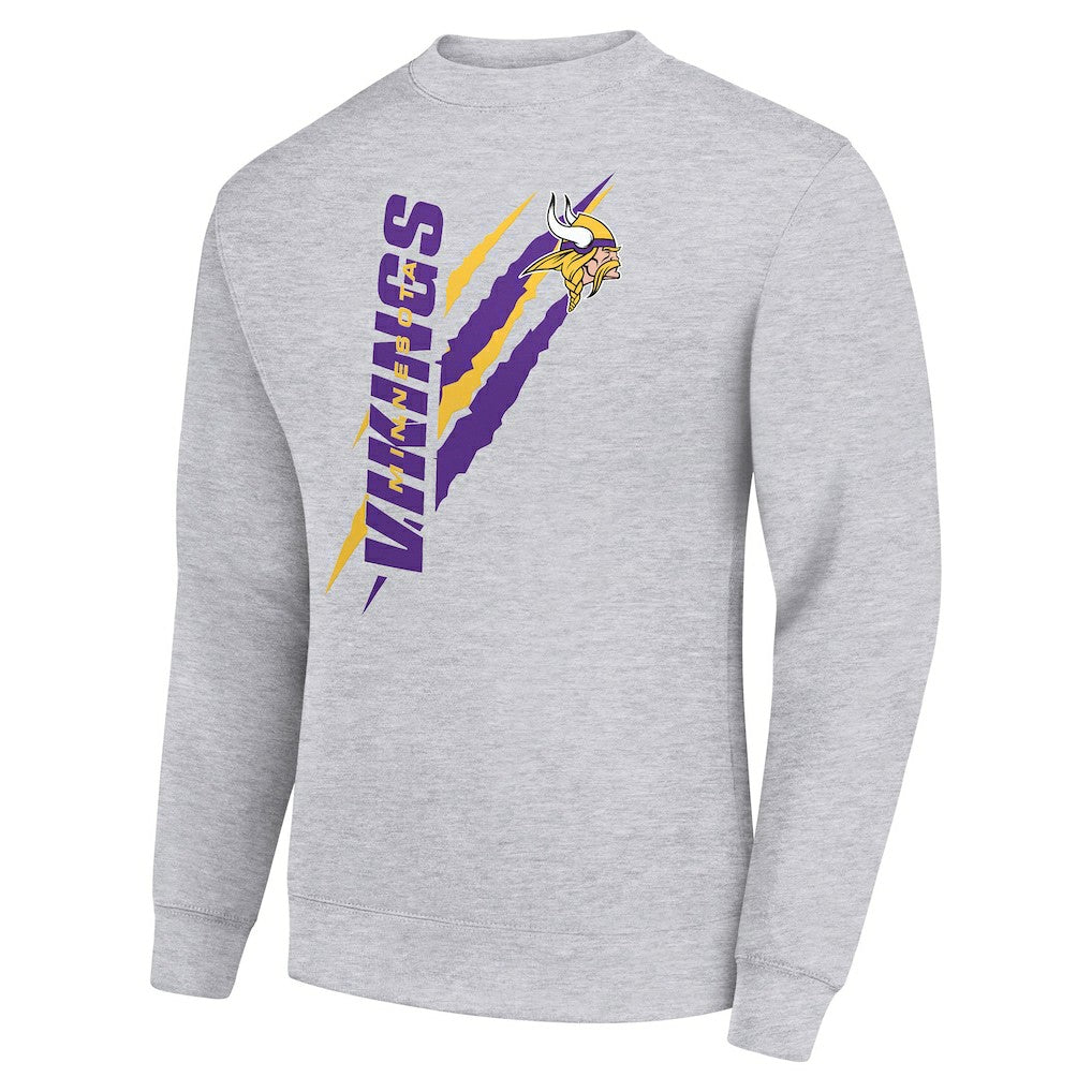 Minnesota Vikings Starter Color Scratch Team Graphic Fleece Pullover Sweatshirt - Heather Gray Pullover