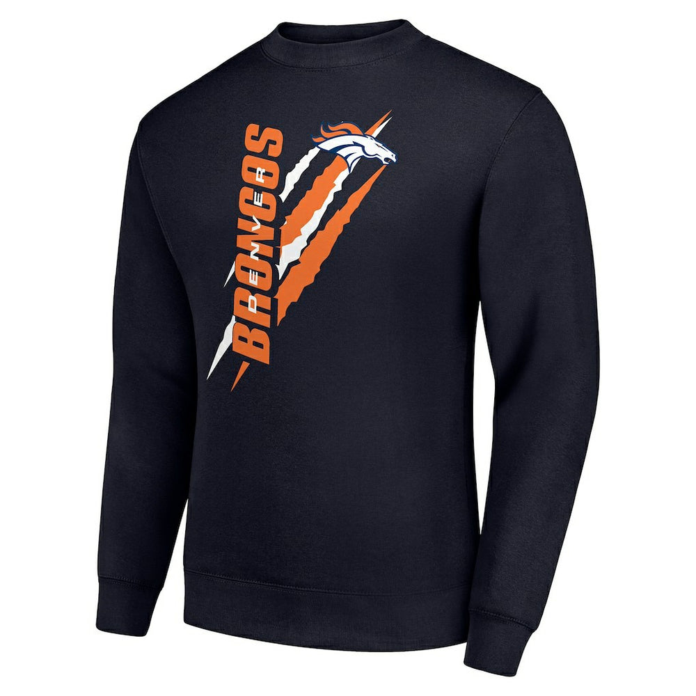 Denver Broncos Starter Color Scratch Team Graphic Fleece Pullover Sweatshirt - Navy Pullover
