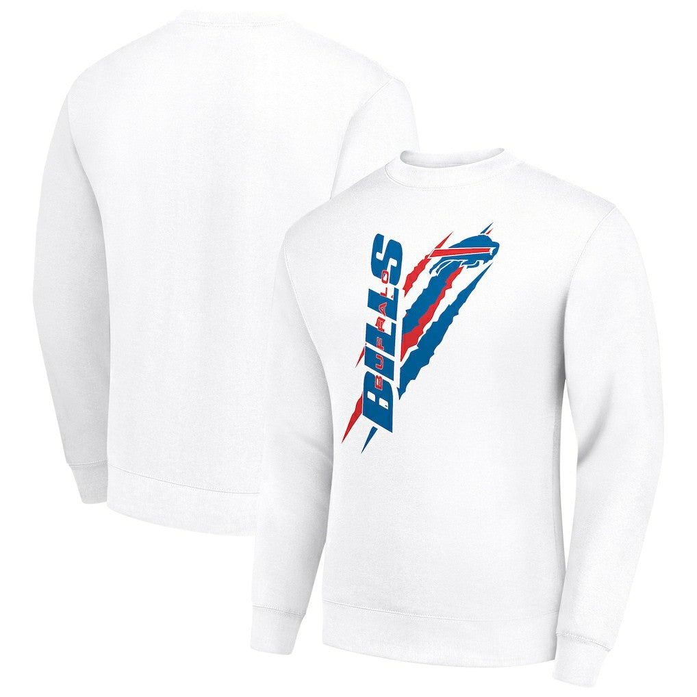 Buffalo Bills Starter Color Scratch Team Graphic Fleece Pullover Sweatshirt - White Pullover