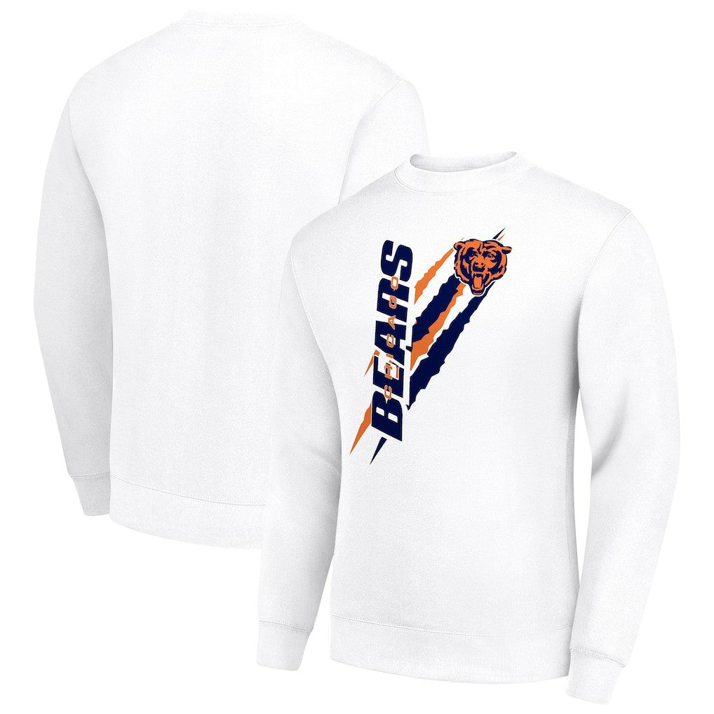 Chicago Bears Starter Color Scratch Team Graphic Fleece Pullover Sweatshirt - White Pullover