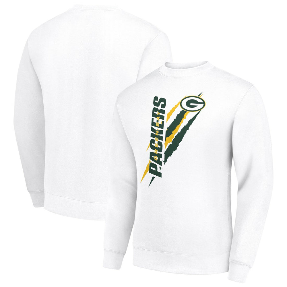 Green Bay Packers Starter Color Scratch Team Graphic Fleece Pullover Sweatshirt - White Pullover