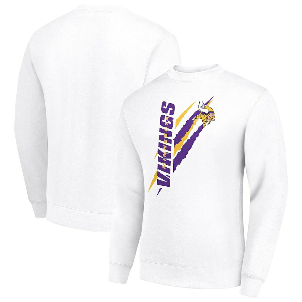 Minnesota Vikings Starter Color Scratch Team Graphic Fleece Pullover Sweatshirt - White Pullover