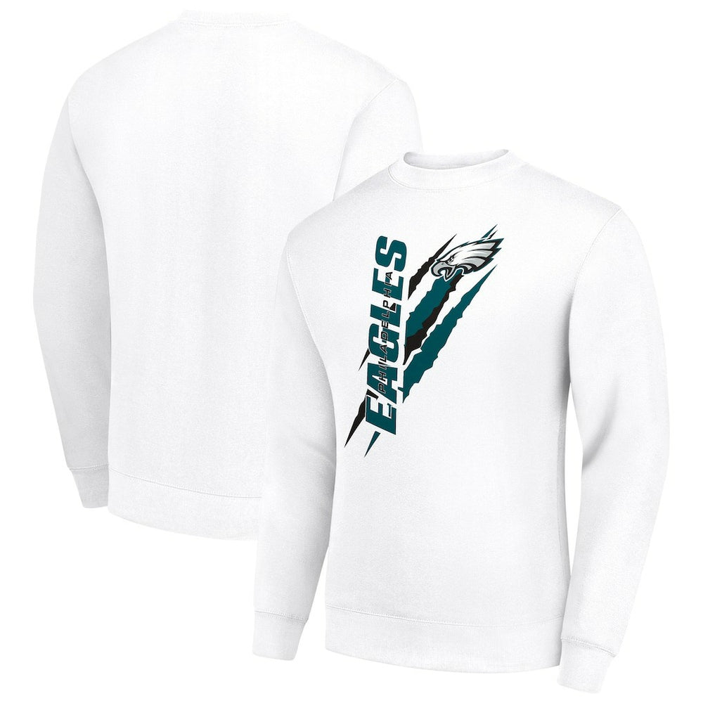 Philadelphia Eagles Starter Color Scratch Team Graphic Fleece Pullover Sweatshirt - White Pullover
