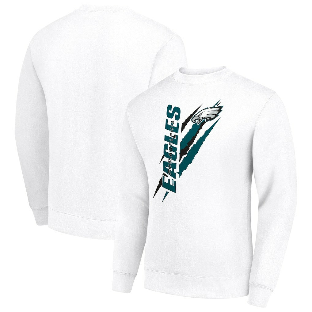 Philadelphia Eagles Starter Color Scratch Team Graphic Fleece Pullover Sweatshirt - White Pullover